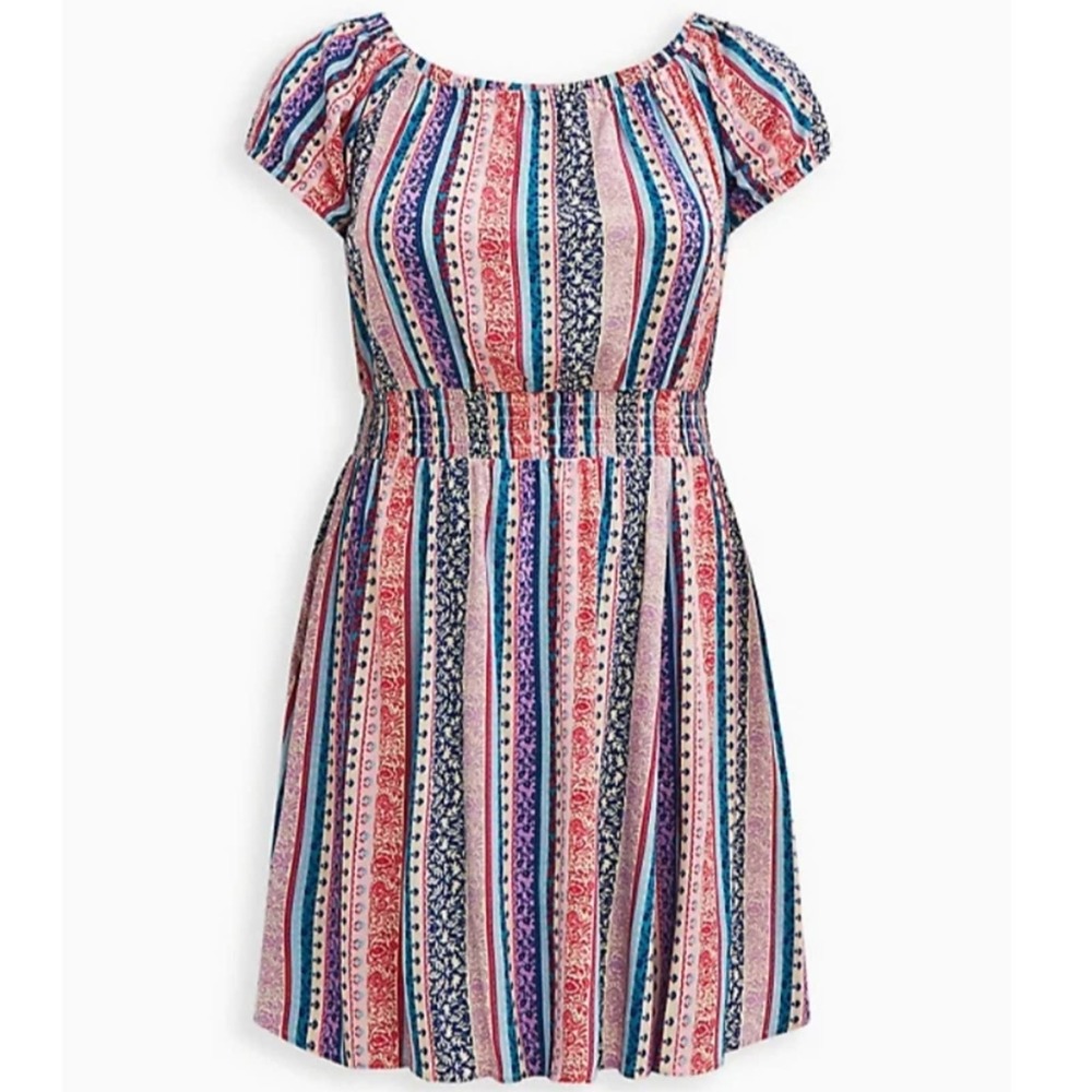 TORRID 3X MINI LENNY SMOCKED OFF-SHOULDER DRESS